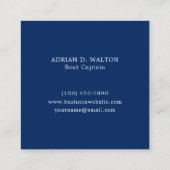 Nautical Anchor Navy Blue White Monogram Simple Vierkante Visitekaartje (Achterkant)