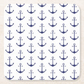 Nautical anchor navy blue white patroonpartij kartonnen onderzetters (Voorkant)