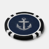  Nautical Anchor Navy Blue/White Pokerchips (Enkel)