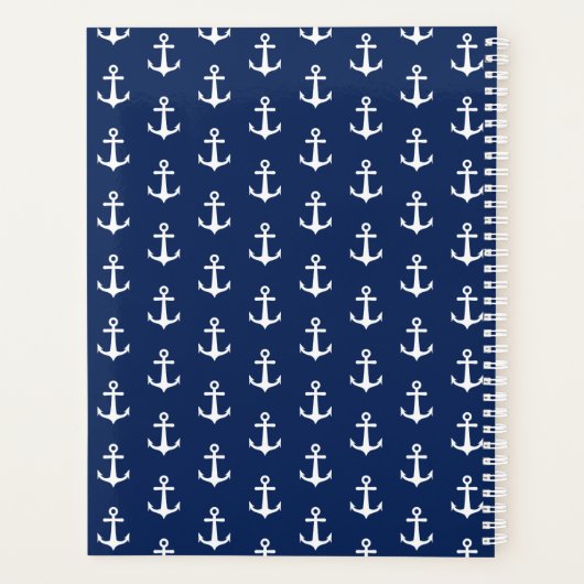 Nautical Anchor Navy Blue White Red Custom 2023 Planner (Achterkant)