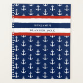 Nautical Anchor Navy Blue White Red Custom 2023 Planner (Voorkant)