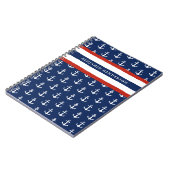 Nautical Anchor Navy Blue White Red Naam Notitieboek (Linkerzijde)
