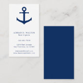 Nautical Anchor Navy Blue White Simple Visitekaartje (Voorkant / Achterkant)