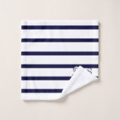 Nautical Anchor Navy Blue White strepen Bad Handdoek (Wasdoekje)