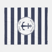 Nautical Anchor Navy Blue White Stripes Boat Name Fleece Deken (Voorkant (Horizontaal))