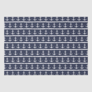 Nautical Anchor Navy Blue White Tissuepapier