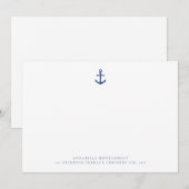 Nautical Anchor Navy Correspondent Notitiekaartje (Voorkant / Achterkant)