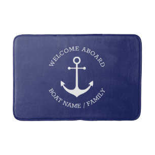 Nautical anchor navy Custom name Welkomstbord Badmat