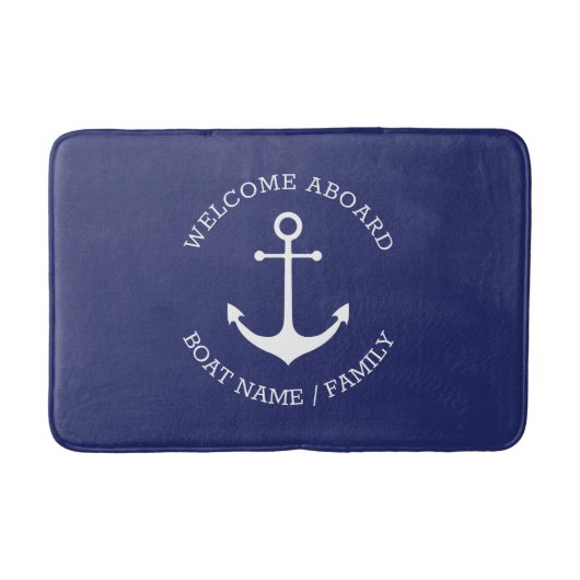 Nautical anchor navy Custom name Welkomstbord Badmat (Voorkant)