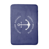 Nautical anchor navy Custom name Welkomstbord Badmat (Voorkant Verticaal)