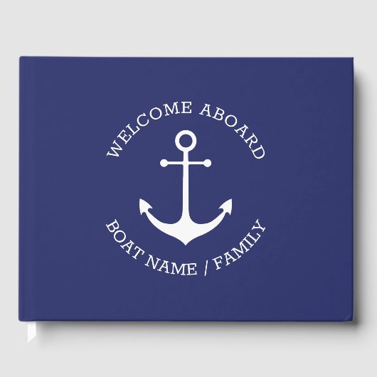 Nautical anchor Navy Custom Name Welkomstbord Gastenboek (Voorkant)