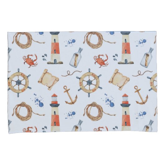 Nautical Anchor Navy Cute Kinder Kussensloop (Voorkant-Rechts)