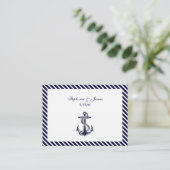 Nautical Anchor Navy Diag Stripe 2 Place Cards #2 Plaatskaartje (Staand voorkant)