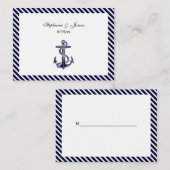 Nautical Anchor Navy Diag Stripe 2 Place Cards #2 Plaatskaartje (Voorkant / Achterkant)