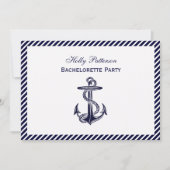 Nautical Anchor Navy Diag Stripe 2H Bachelorette Kaart (Voorkant)