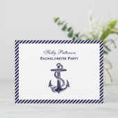 Nautical Anchor Navy Diag Stripe 2H Bachelorette Kaart (Staand voorkant)