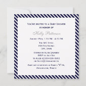 Nautical Anchor Navy Diag Stripe 2SQ Baby shower Kaart (Achterkant)