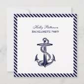 Nautical Anchor Navy Diag Stripe 2SQ Bachelorette Kaart (Voorkant)