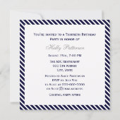 Nautical Anchor Navy Diag Stripe 2SQ Birthday Pty Kaart (Achterkant)