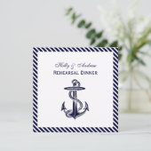 Nautical Anchor Navy Diag Stripe 2SQ Rehearsal Din Kaart (Staand voorkant)