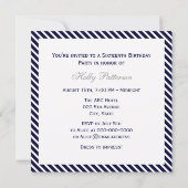 Nautical Anchor Navy Diag Stripe 2SQ Sweet 16 Kaart (Achterkant)