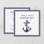Nautical Anchor Navy Diag Stripe 2SQ Verloving Kaart (Voorkant / Achterkant)