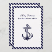 Nautical Anchor Navy Diag Stripe 2V Bachelorette Kaart (Voorkant / Achterkant)