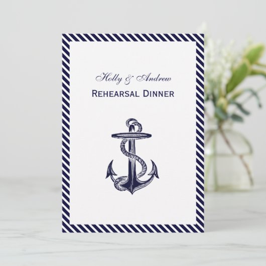 Nautical Anchor Navy Diag Stripe 2V repesal Din Kaart (Staand voorkant)