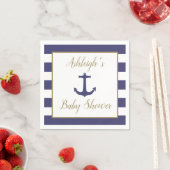 Nautical Anchor Navy Gold Boy Baby shower Servet (Insitu)