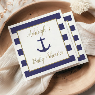 Nautical Anchor Navy Gold Boy Baby shower Servet