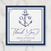 Nautical Anchor Navy Monogram Dank je huwelijk Bedankjes Labels (Voorkant)