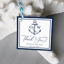 Nautical Anchor Navy Monogram Dank je huwelijk Bedankjes Labels