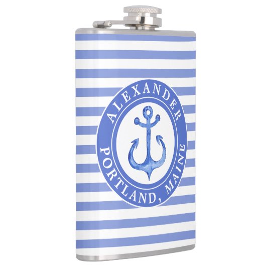 Nautical Anchor Navy Personalized Heupfles (Rechts)