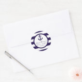 Nautical Anchor Navy Stripe Vrijgezellenfeest Favo Ronde Sticker (Envelop)
