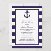 Nautical Anchor Navy Stripe Vrijgezellenfeest Kaart (Voorkant)