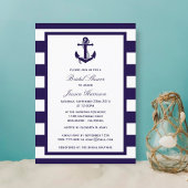 Nautical Anchor Navy Stripe Vrijgezellenfeest Kaart