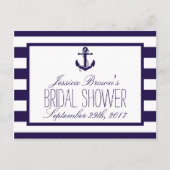 Nautical Anchor Navy Stripe Vrijgezellenfeest Rece Uitnodiging Briefkaart (Voorkant)