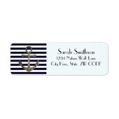 Nautical Anchor Navy Striped Adres Retourlabels Etiket (Voorkant)