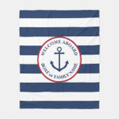 Nautical anchor navy striped boot blanket fleece deken (Voorkant)