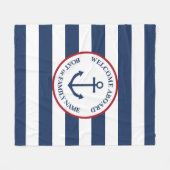 Nautical anchor navy striped boot blanket fleece deken (Voorkant (Horizontaal))