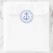 Nautical Anchor - Navy Striped Wedding Stickers (Tas)
