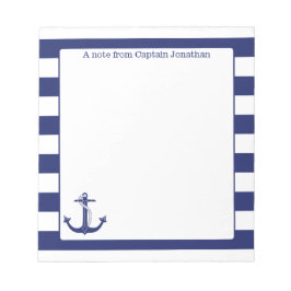 Nautical Anchor Navy Stripes Aangepast 5,5 x 6 Notitieblok