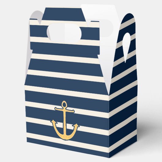 Nautical Anchor Navy Stripes Bedankdoosjes (Geopend)