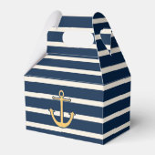 Nautical Anchor Navy Stripes Bedankdoosjes (Voorkant Zijde)