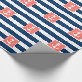 Nautical Anchor Navy Stripes for All Purpose. Cadeaupapier (Hoek)