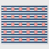 Nautical Anchor Navy Stripes for All Purpose. Cadeaupapier (Vlak)