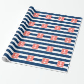 Nautical Anchor Navy Stripes for All Purpose. Cadeaupapier (Uitgerold)
