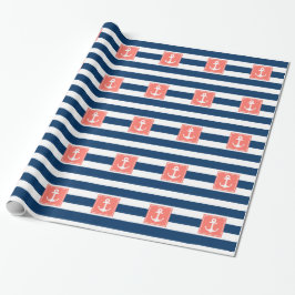 Nautical Anchor Navy Stripes for All Purpose. Cadeaupapier