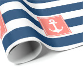 Nautical Anchor Navy Stripes for All Purpose. Cadeaupapier (Rol Hoek)