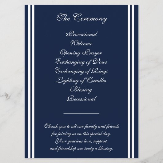 Nautical Anchor, Navy, Wedding Programme Programmakaart (Achterkant)